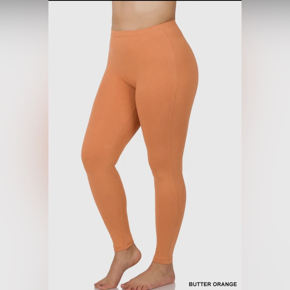 3X W/O Pockets BUTTERORANGE Plus Size Premium Cotton Leggings
